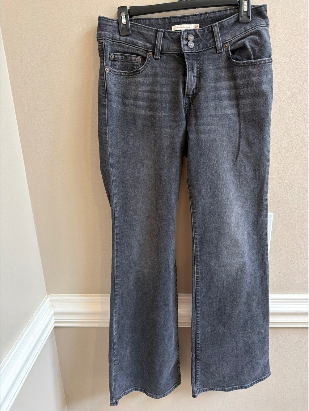 Levi’s Superlow Flare Jeans Washed/Faded Black/Charcoal Gray 29X34